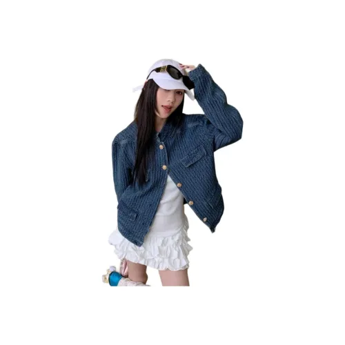 ЮЙЧЖАОЛИНЬ Джинсовый синий Женское короткое пальто