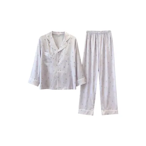 Daiyindie Осенне-зимняя пижама для женщин ледяной шелк с длинными рукавами домашняя одежда