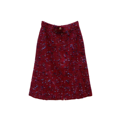 CHANEL 20K KNIT Длинная Юбка Женская Красная