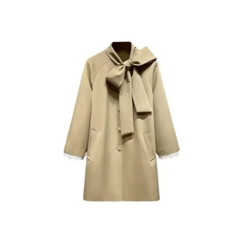 ETSE Хаки Пальто [с Подкладкой] Женские Меховые изделия