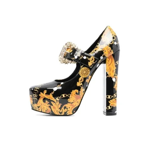 VERSACE JEANS Высокие каблуки с грубым покрытием Женские Черный Желтый