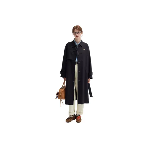 JECCI FIVE Классический черный Тренч для женщин