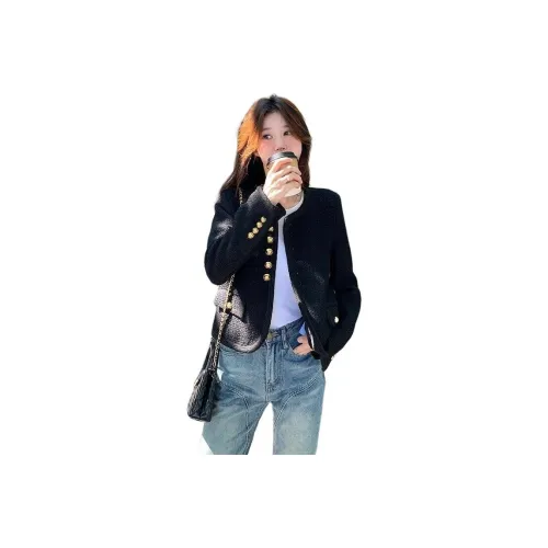 ЮЙЧЖАОЛИНЬ Черное Женское Короткое Пальто