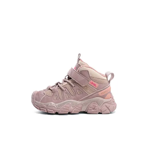 Jeep Slip-resistant Abrasion-resistant Lightweight Cushioning MID Top Running Shoes Pink Baby Джип противоскользящий устойчивый к истиранию легкий амортизация верх беговые кроссовки розовый детский