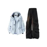 3-в-1 Комплект Одежды (Синяя ветровка + Черные штаны)