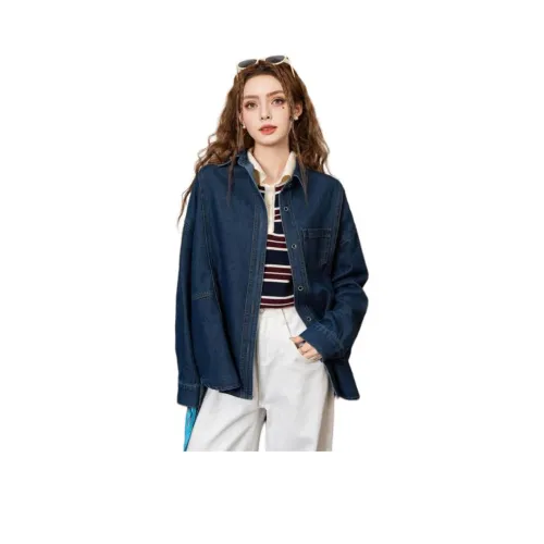 FAWENXIANGZI Темно-синий синий женские рубашки