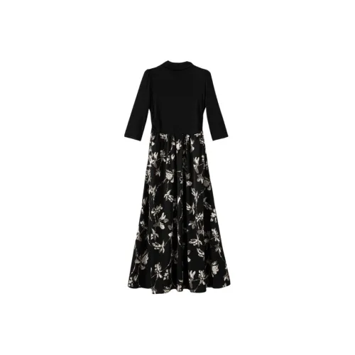 Late White Черный Женские Длинные Платья с Рукавами