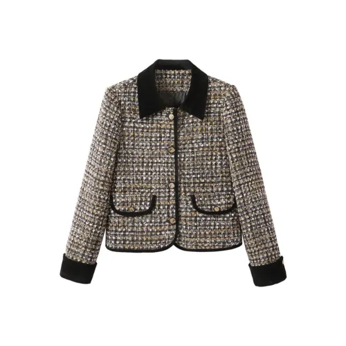 VKXOW Черный Золотой Женский Куртки