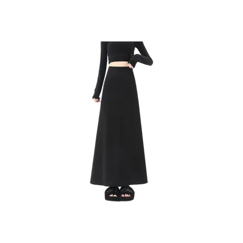 FLIM Черный Женские Повседневные Длинные Юбки