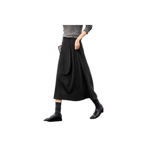 XWI Темно-серый Женская Повседневная Длинная Юбка
