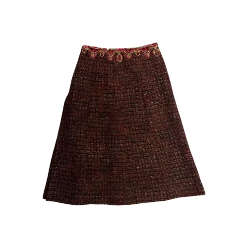 CHANEL 21K Осенний Зимний Коллекция Premium Product Повседневная Длинная Юбка Женская Красная