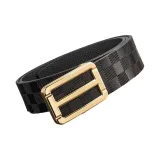 Дневной-образный H Золотая пряжка-пластина + [Клетчатый] Черный ремешок