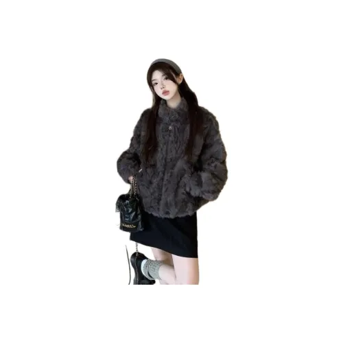 ЮЙЧЖАОЛИНЬ Темно-серый Женский Короткий Пальто