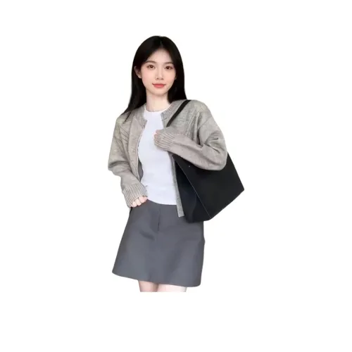 DEDY Светло-серый пальто + белый внутренний слой + серая юбка женский комплект с юбкой