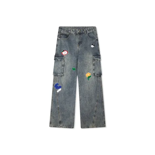 LANGWEIZHE Blue Unisex Cargo Pants LANGWEIZHE Синий Унисекс Карго Брюки