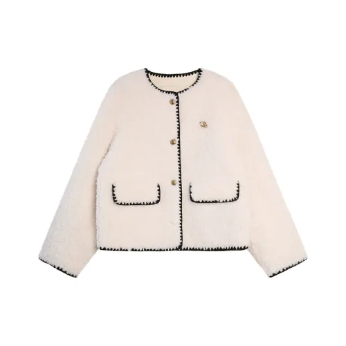 ELLE Белый Женские Бархатные Куртки