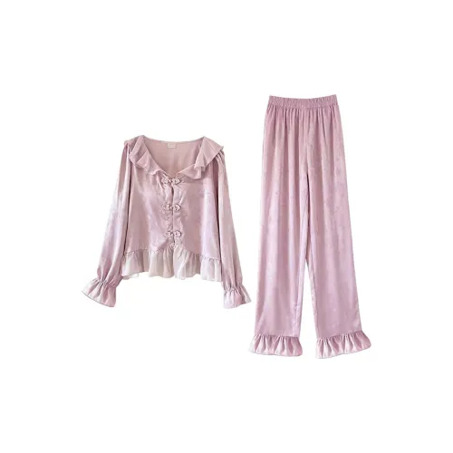 Daiyindie Осенне-зимняя пижама для женщин ледяной шелк с длинными рукавами домашняя одежда