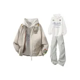 Абрикос + Белый Свитшот + Светло-Серые Штаны