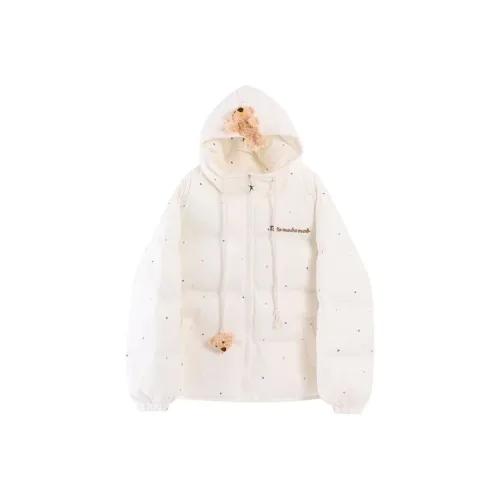 ETSE Экрю 3D-эффект Медведь Пуховая Куртка Женская Пуховая Куртка (Пуф)