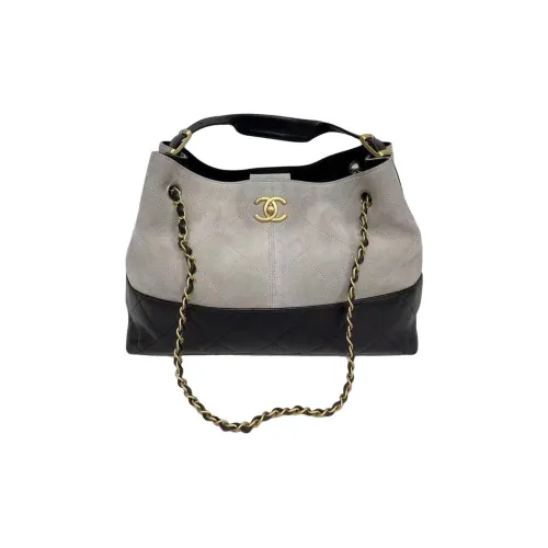 CHANEL Замша с кожаной вставкой одно плечо маленькая сумка женский серый и черный