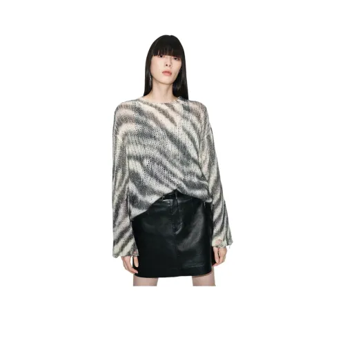 MO CO Черный Белый Зебра С принтом Женские Свитера