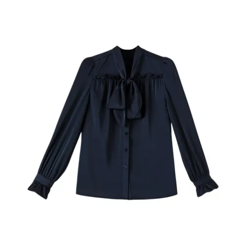 Late White Темно-синий Женские Рубашки