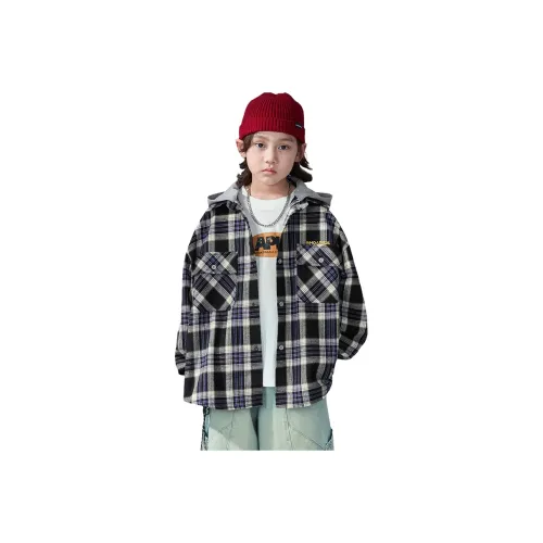 ЮЙЧЖАОЛИНЬ Черный Белый Клетка Школьный возраст Повседневные Рубашки