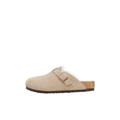 Детские Birkenstock Boston Shearling устойчивые к истиранию с поддержкой для активного отдыха коричневые тапочки