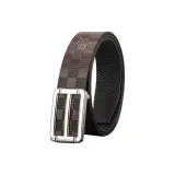 День-образный H Серебряный Пряжка + [Клетчатый] Кофе Ремень