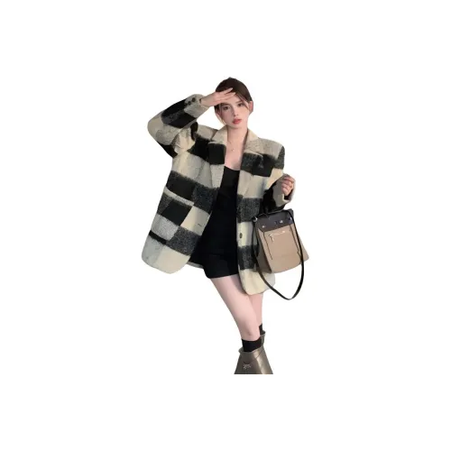 ЮЙЧЖАОЛИНЬ Клетчатый Пальто Женское Пальто