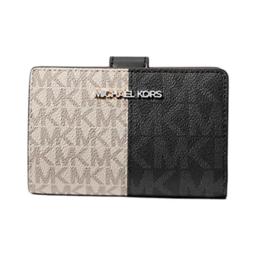 MICHAEL KORS Jet Set Покрытый холст Кошелек Средний Женская Белый и Черный