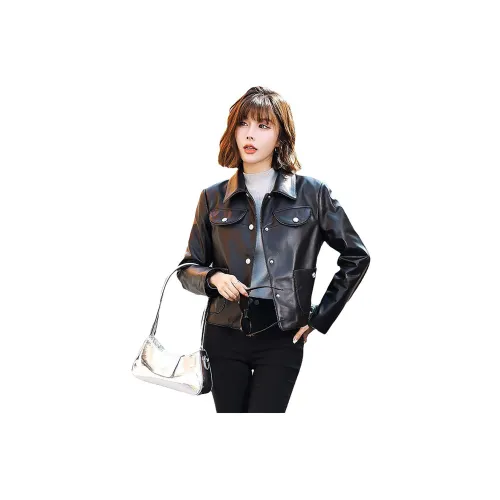 Devanro Черные Женские Кожаные Куртки