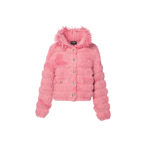 CHANEL 20K Осенний Зимний Коллекция Flamingo Бархат Feel Пальто Женское Розовый