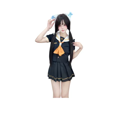 SHENBEI JK Туманный Jin High Короткий рукав + обшитая короткая юбка + галстуки-бабочки Женские комплекты с юбкой