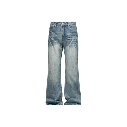 HKRXEC Blue Men's Jeans with Zipper