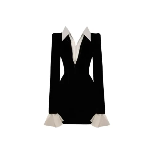 JOPPTI Черное Женское Длинное Платье с Длинными Рукавами