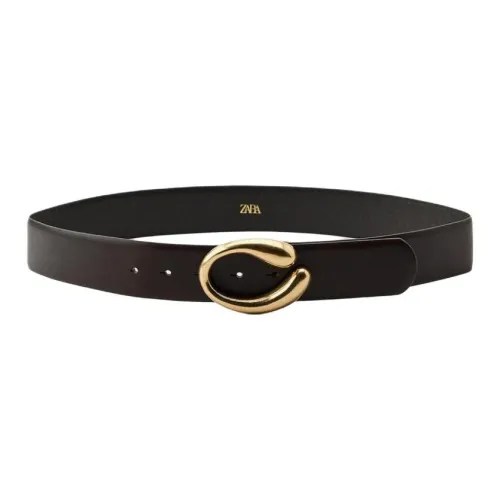 ZARA Ремни из коровьей кожи женские коричневые 4CM