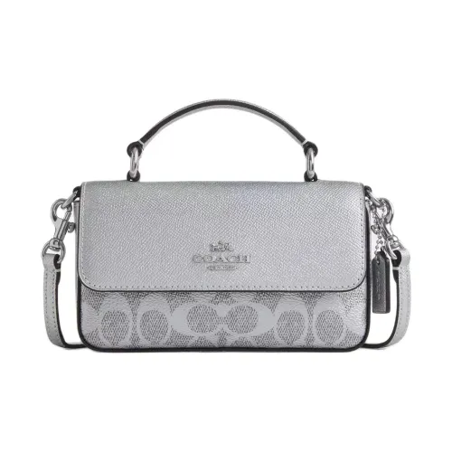 COACH Josie Покрытый холст через плечо сумка мини женская серый