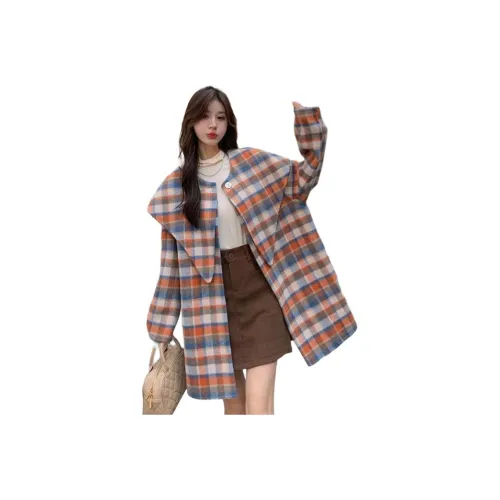 ЮЙЧЖАОЛИНЬ Клетчатый Женское Пальто