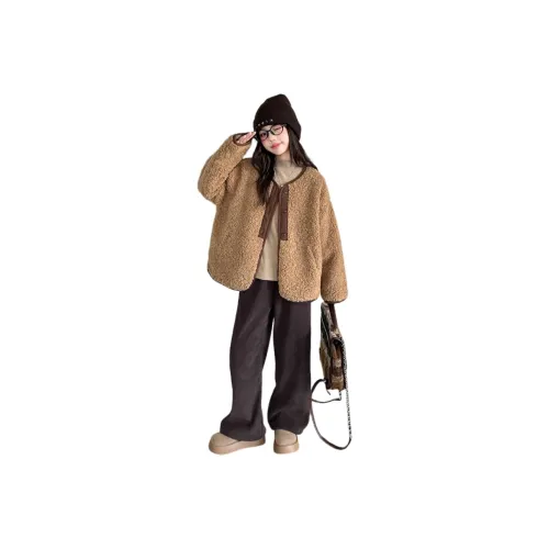 AIXINA Комплекты одежды Кофейный Базовый слой + Свитер Пальто + Брюки Школьный возраст Повседневная спортивная одежда