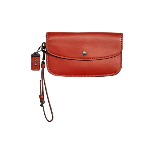 COACH Перчаточная дубленая кожа клатч маленькая сумка на запястье женский Chili красный