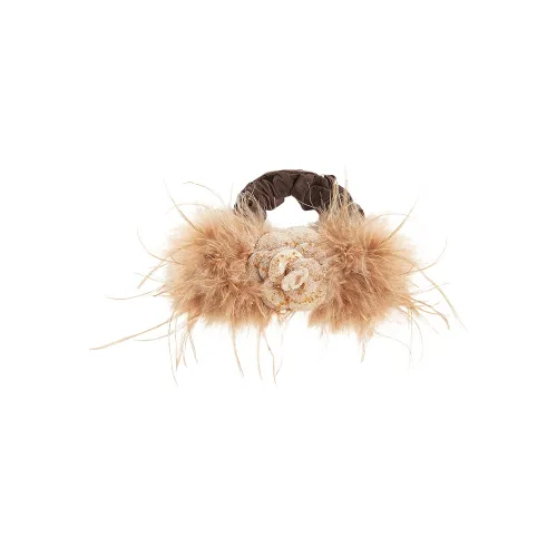 Lano Кофейный 3D-эффект Перо Ткань Резинка для волос Женская