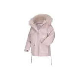 Розовый, съемный меховой воротник