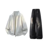 Белый, серый, топсайс, топ + черные штаны