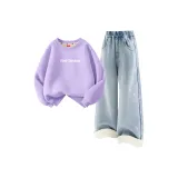 [Thickened и с флисовой подкладкой] Готический стандартный размер K_Medium Таро фиолетовый + Однотонный деним светло-синий