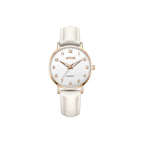AIYISHI Кварцевый механизм ремень из натуральной кожи женские часы белый циферблат