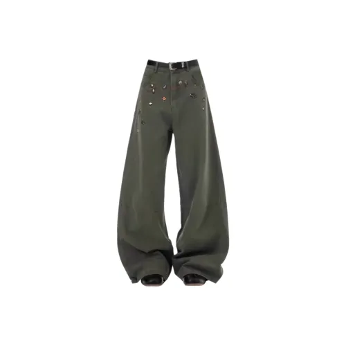 SNEIKLAU Green Unisex Jeans SNEIKLAU Зеленый Унисекс Джинсы