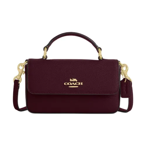 COACH Josie Крестовая текстура Кожа Сумка Мини Женская Темно-бордовый