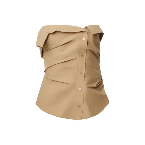 JLUXLABEL Топ Beigerivierafoldovertop ivoryrivierafoldovertop Без бретелей Женские