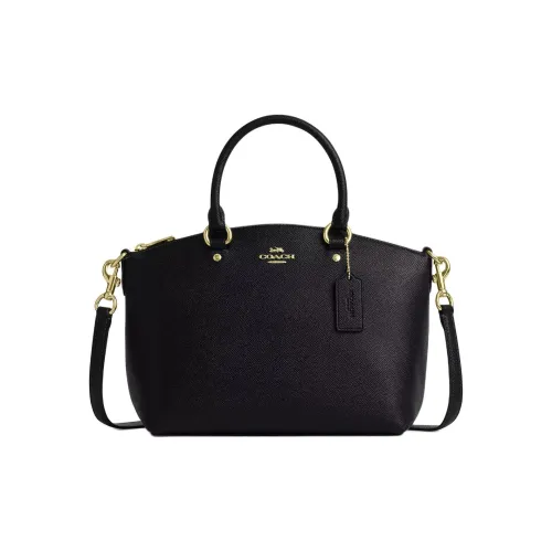 COACH Sadie Крестообразная текстура кожа сумка большая женская черная